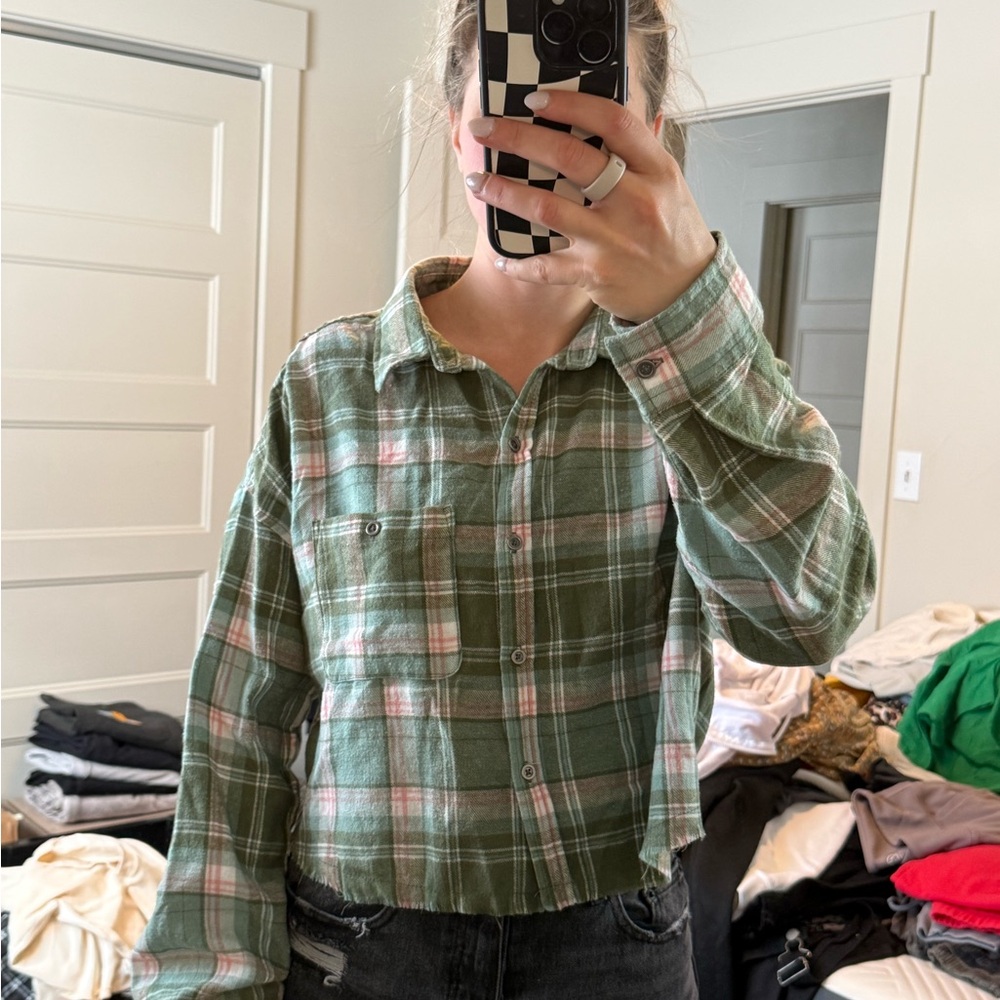 Green Plaid Women's Top